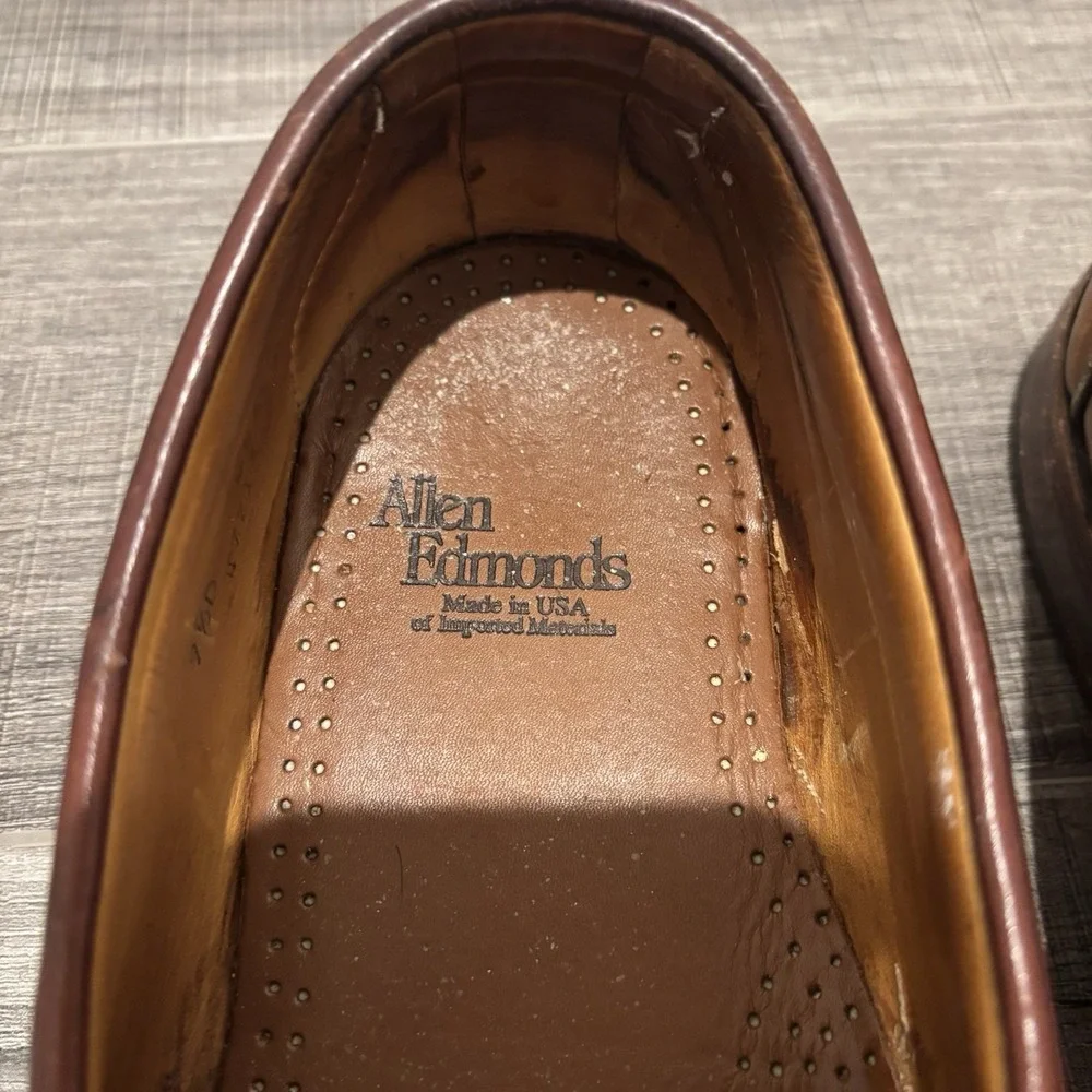 Allen Edmonds Danforth Kilted Tassel Loafer Shoe, Brown Leather Mens 9.5 D